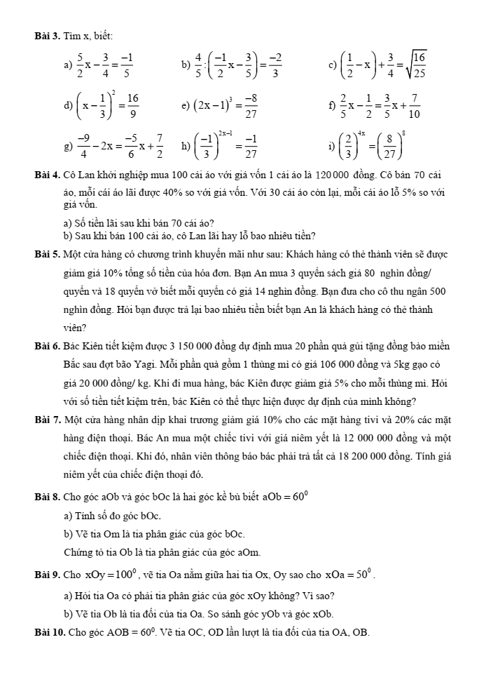 Đề cương ôn tập Giữa kì 1 Toán 7 trường THCS Thành Công năm 2025-2026