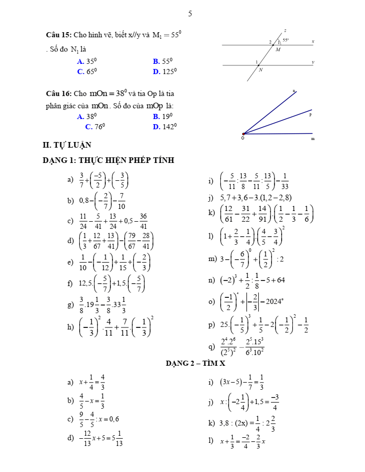 Đề cương ôn tập Giữa kì 1 Toán 7 trường THCS Tô Hoàng năm 2025-2026