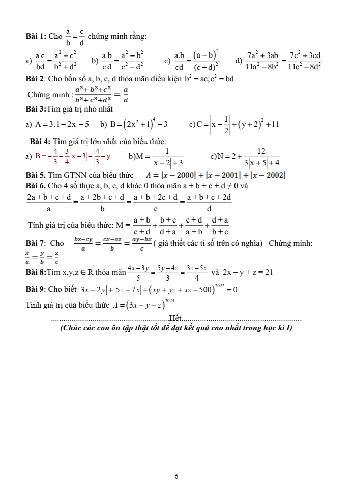 Đề cương ôn tập Học kì 1 Toán 7 trường THCS Lê Quý Đôn năm 2024-2025