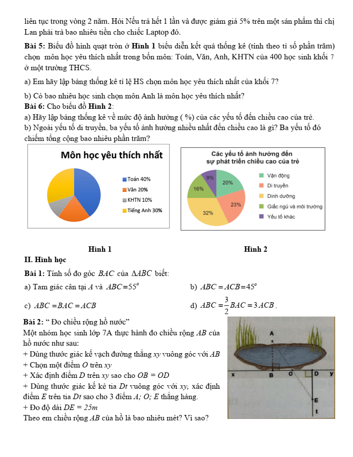 Đề cương ôn tập Học kì 1 Toán 7 trường THCS Thăng Long năm 2024-2025