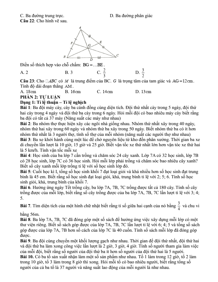 Đề cương ôn tập Học kì 2 Toán 7 trường THCS Phú Thị năm 2024-2025