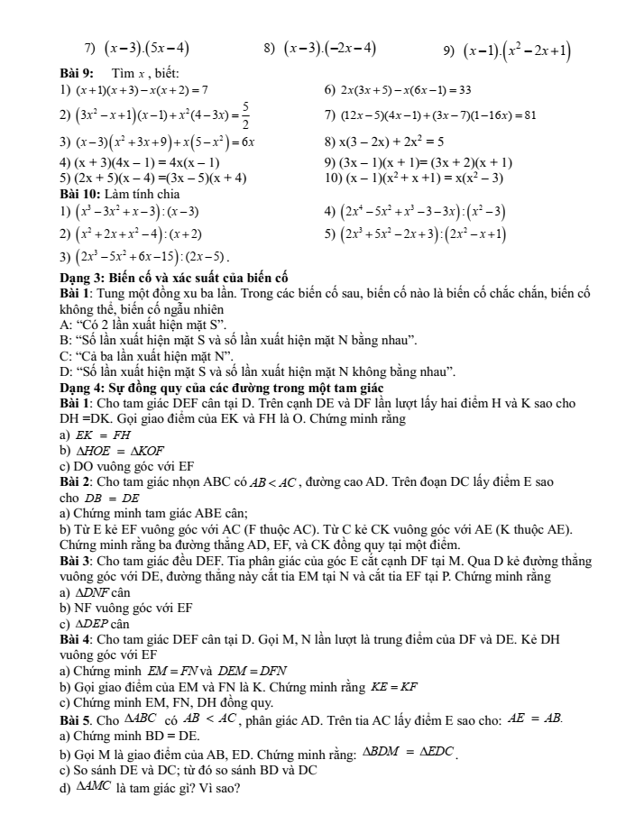 Đề cương ôn tập Học kì 2 Toán 7 trường THCS Phú Thị năm 2024-2025