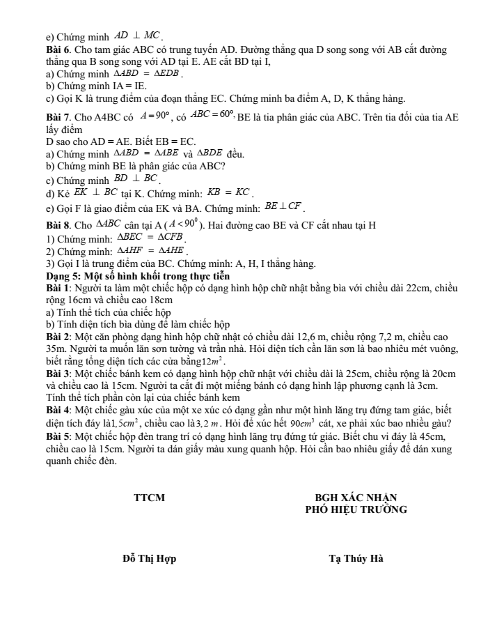 Đề cương ôn tập Học kì 2 Toán 7 trường THCS Phú Thị năm 2024-2025