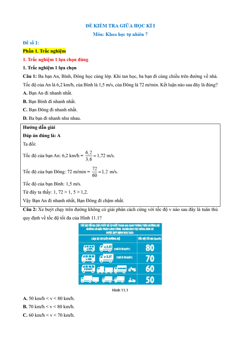 9 Đề thi Giữa kì 1 KHTN 7 Cánh diều năm 2025 (có đáp án) | Đề thi Khoa học tự nhiên 7