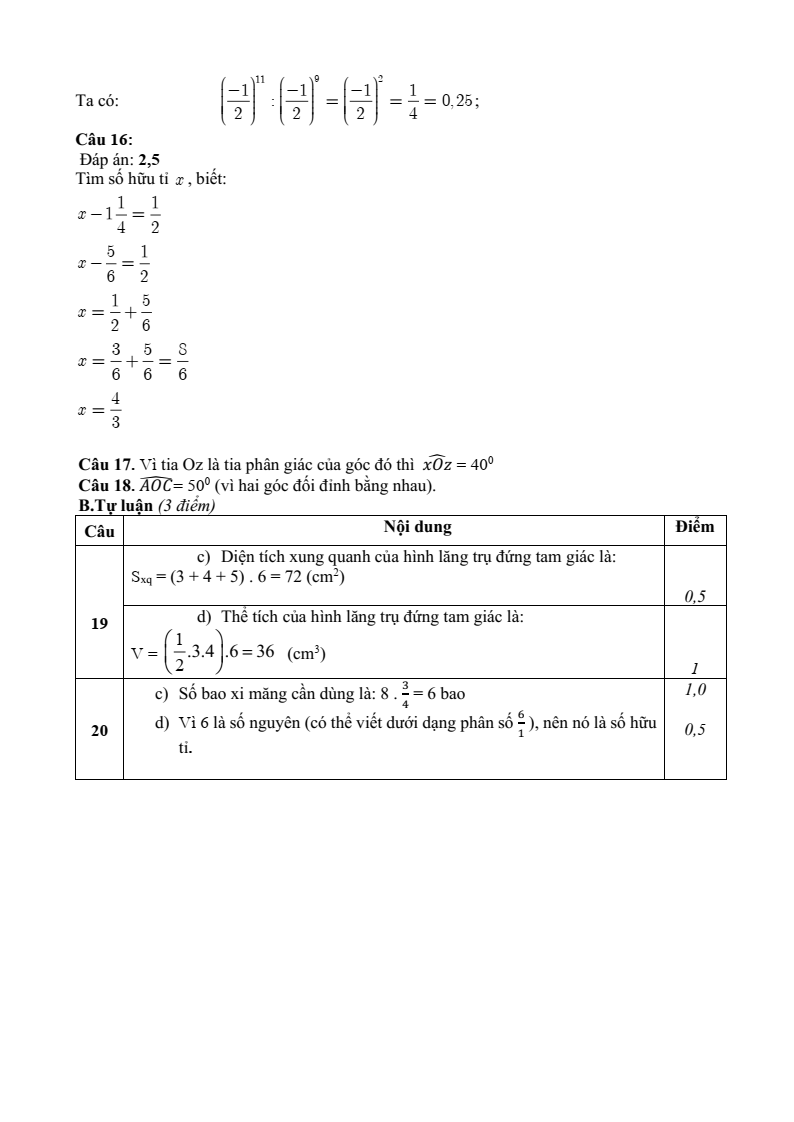 Đề thi Giữa kì 1 Toán 7 TH&THCS Cầu Mây năm 2025-2026