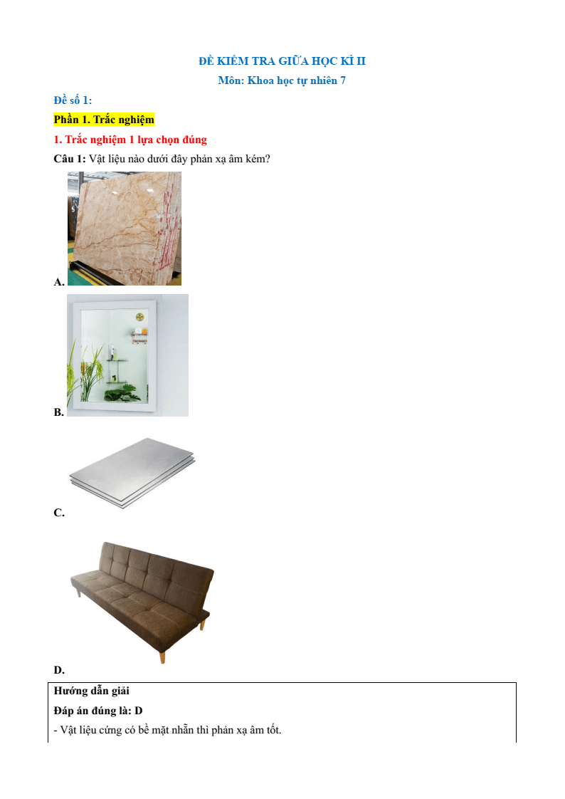 17 Đề thi Giữa kì 2 KHTN 7 Kết nối tri thức năm 2026 (có đáp án) | Đề thi Khoa học tự nhiên 7