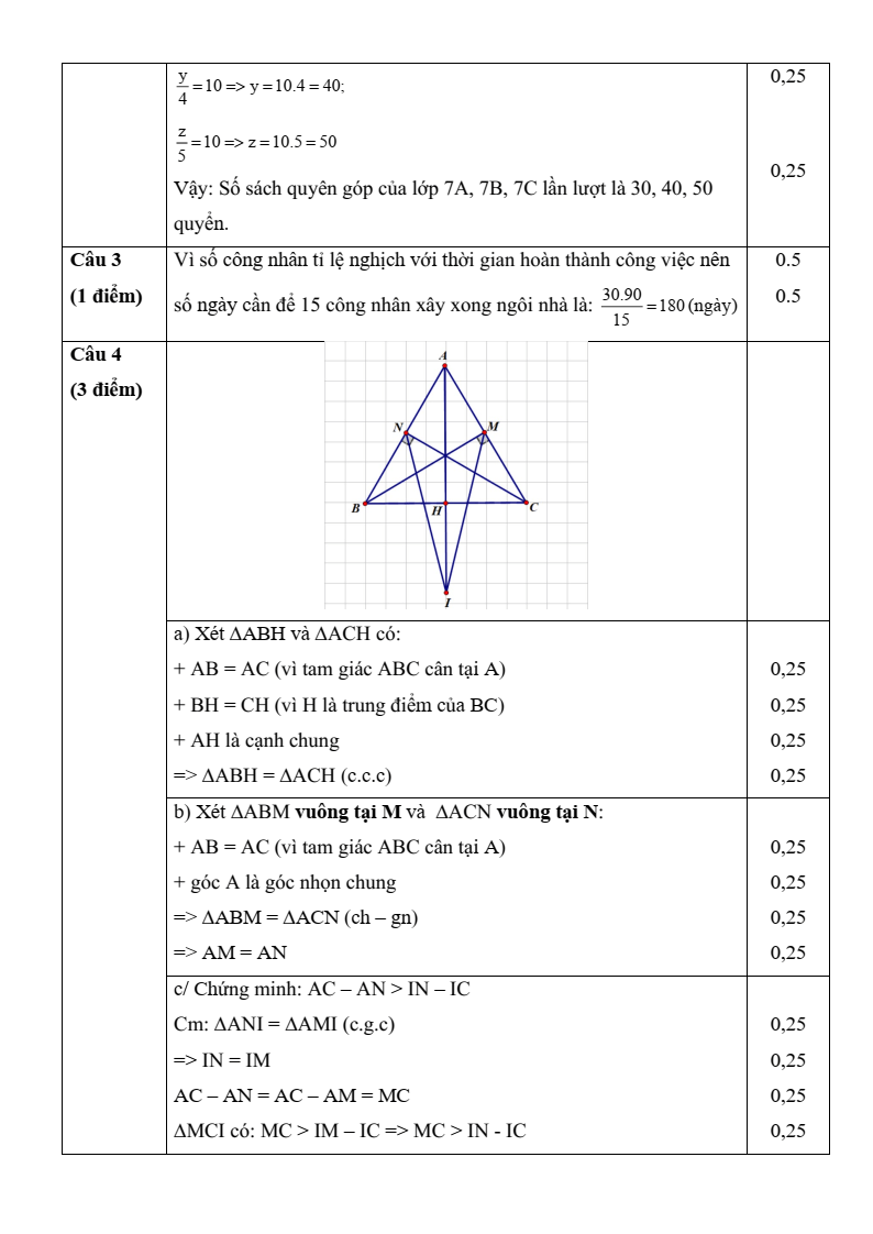 Đề thi Giữa kì 2 Toán 7 phòng GD&ĐT Bình Thạnh (Tp.HCM) năm 2023-2024