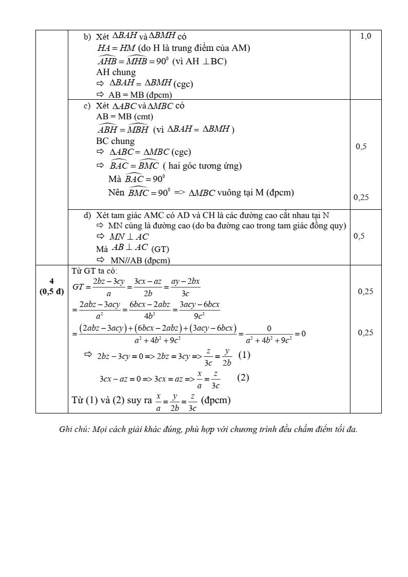 Đề thi Giữa kì 2 Toán 7 phòng GD&ĐT Mỹ Hào (Hưng Yên) năm 2024-2025