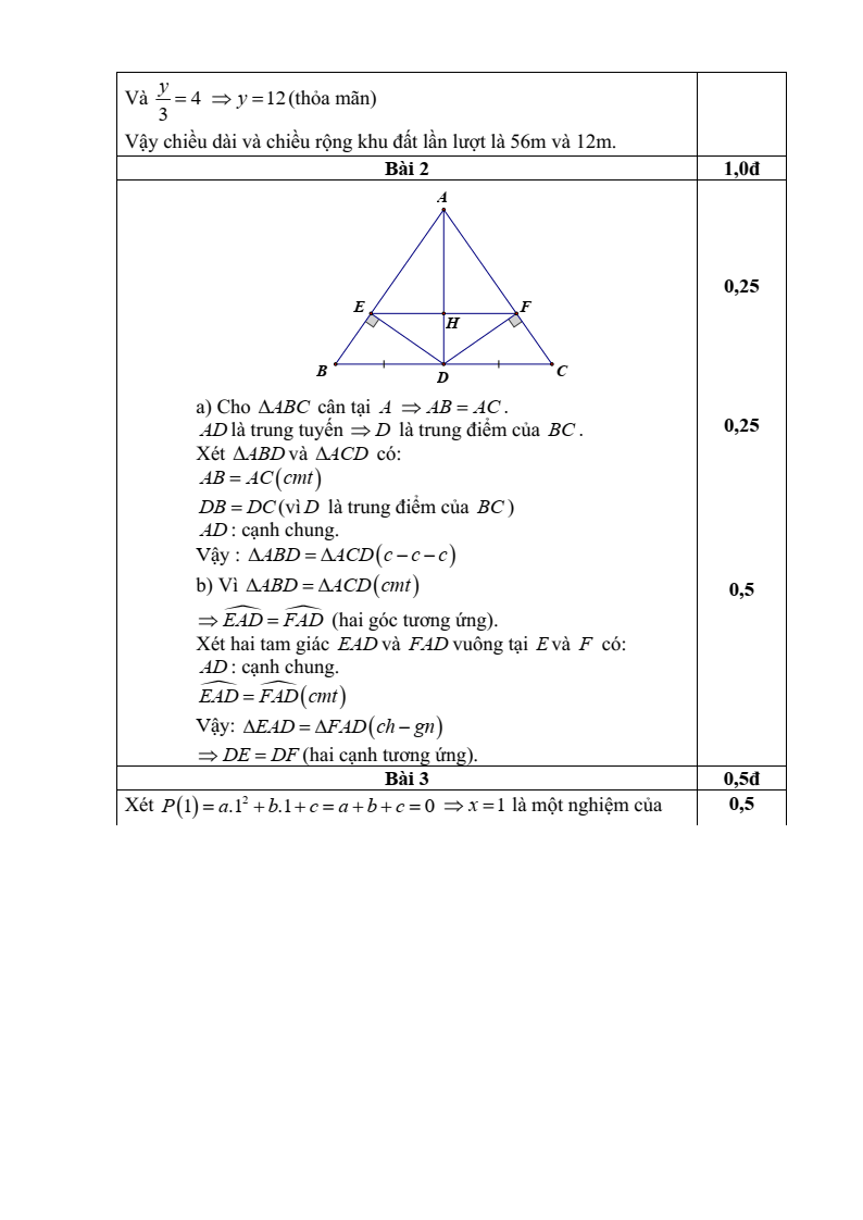 Đề thi Giữa kì 2 Toán 7 trường THCS Động Đạt I (Thái Nguyên) năm 2025-2026