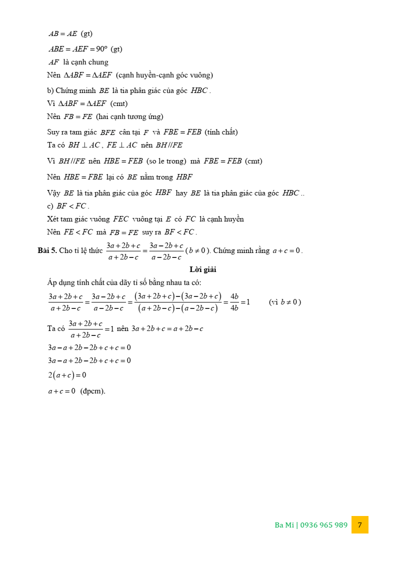 Đề thi Giữa kì 2 Toán 7 trường THCS Nguyễn Trãi (Hà Nội) năm 2025-2026