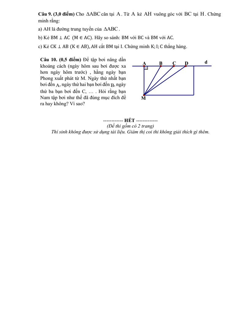 Đề thi Giữa kì 2 Toán 7 trường THCS Nội Duệ (Bắc Ninh) năm 2024-2025