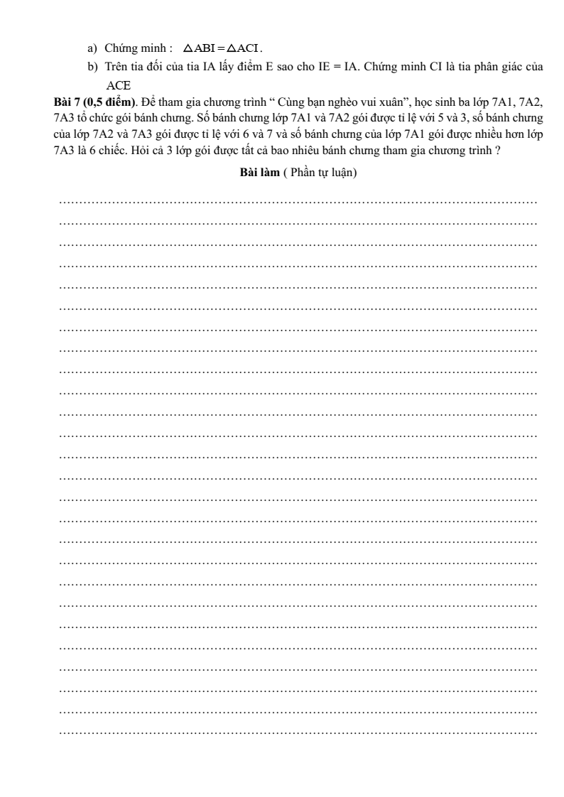 Đề thi Giữa kì 2 Toán 7 trường THCS Phước Bửu (TP HCM) năm 2025-2026