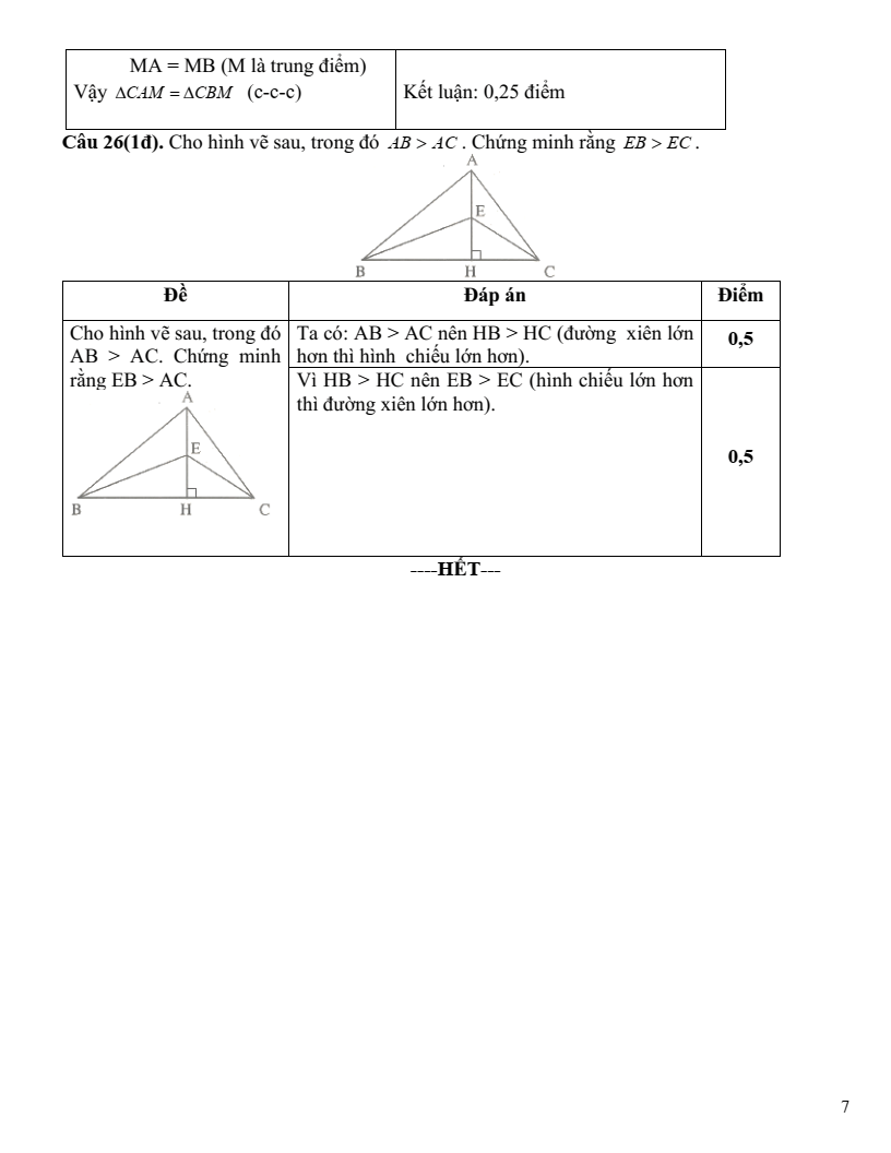 Đề thi Giữa kì 2 Toán 7 trường THCS&THPT Vàm Đình (Cà Mau) năm 2023-2024
