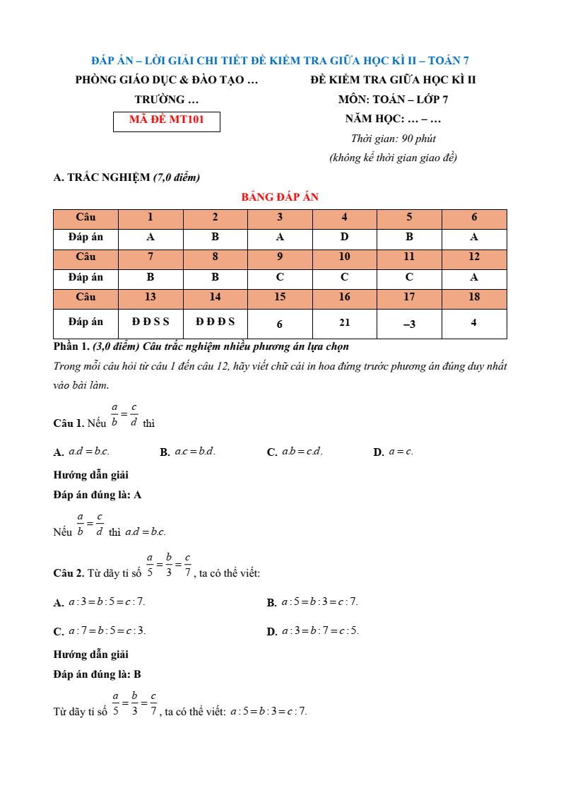 25+ Đề thi Giữa kì 2 Toán 7 Kết nối tri thức năm 2026 (có đáp án)