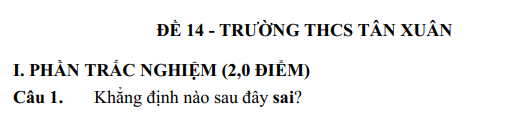 Đề thi Học kì Toán 7 năm 2025 Trường THCS Tân Xuân