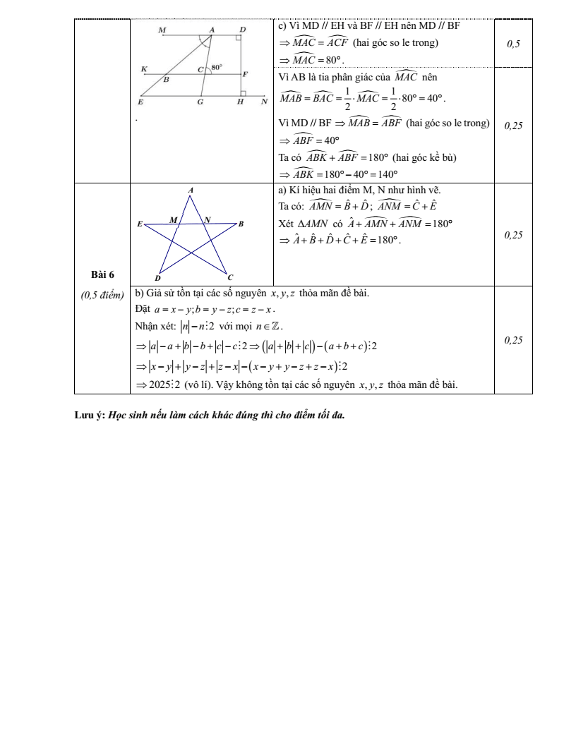 Đề thi Học kì 1 Toán 7 trường THCS Ngô Sĩ Liên (Hà Nội) năm 2025-2026