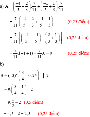 Đề thi Học kì 1 Toán lớp 7 có đáp án (Đề 2)