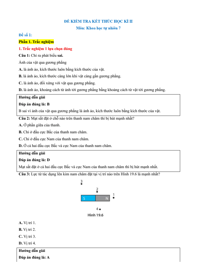 23 Đề thi Học kì 2 KHTN 7 Kết nối tri thức năm 2026 (có đáp án) | Đề thi Khoa học tự nhiên 7