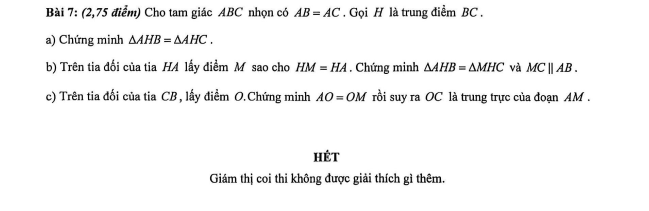 Đề thi Học kì 2 Toán 7 năm 2025-2026 trường THCS Chu Văn An (TP HCM)