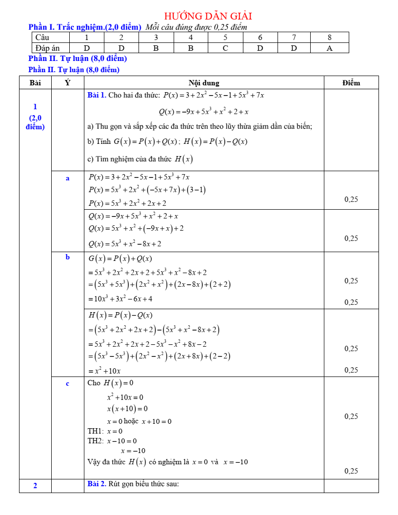 Đề thi Học kì 2 Toán 7 trường THCS Mỹ Trung (Nam Định) năm 2024-2025