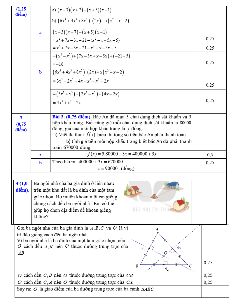Đề thi Học kì 2 Toán 7 trường THCS Mỹ Trung (Nam Định) năm 2024-2025