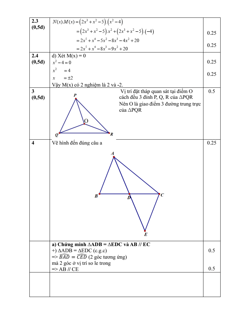 Đề thi Học kì 2 Toán 7 trường THCS Phan Chu Trinh (Hà Nội) năm 2024-2025
