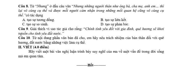 Đề thi Giữa kì 2 Văn 7 năm 2023-2024 trường THCS Nhơn Hưng (Gia Lai)