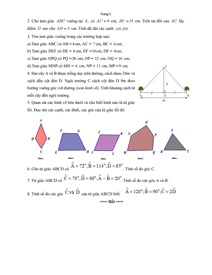 Đề cương ôn tập Giữa kì 1 Toán 8 trường THCS Hòa Ninh năm 2025-2026