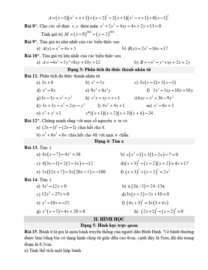 Đề cương ôn tập Giữa kì 1 Toán 8 trường THCS Mai Động năm 2025-2026