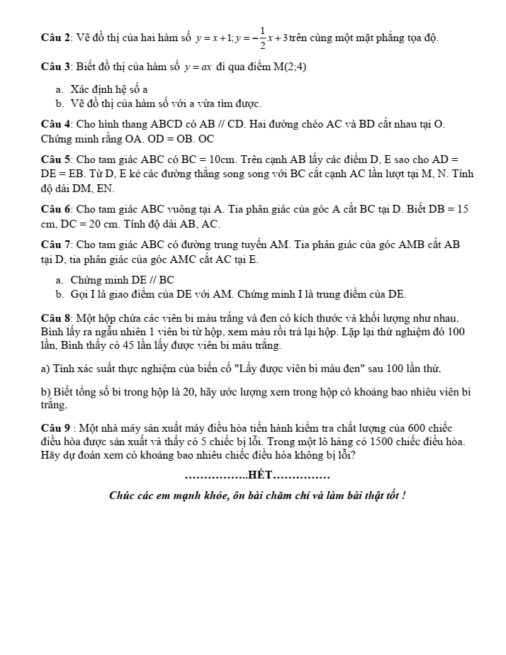 Đề cương ôn tập Giữa kì 2 Toán 8 trường THCS Phước Nguyên năm 2024-2025