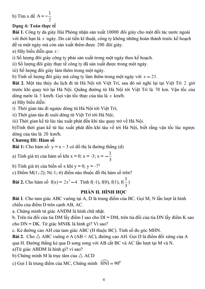 Đề cương ôn tập Học kì 1 Toán 8 trường THCS Lê Quý Đôn năm 2024-2025