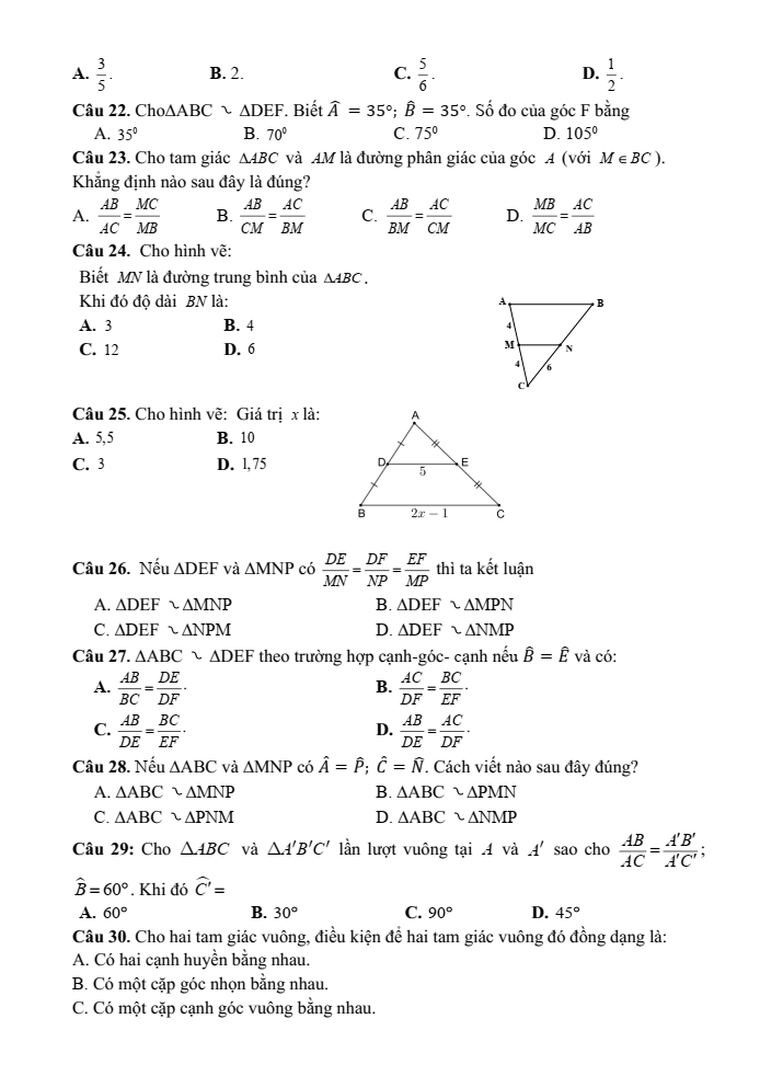 Đề cương ôn tập Học kì 2 Toán 8 trường THCS Mạo Khê II năm 2024-2025