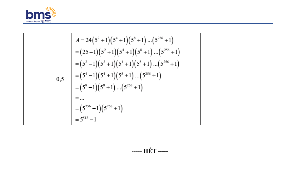 Đề thi Giữa kì 1 Toán 8 năm 2024-2025 trường THCS Ban Mai School (Hà Nội)