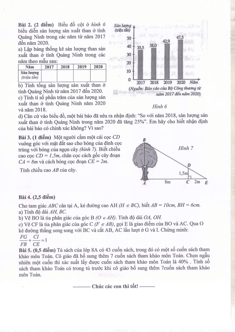 Đề thi Giữa kì 2 Toán 8 trường THCS Ngọc Lâm (Hà Nội) năm 2024-2025