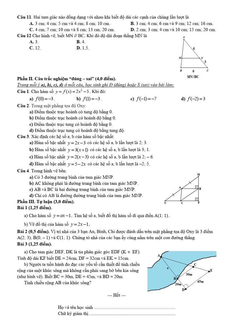 Đề thi Giữa kì 2 Toán 8 trường THCS Phước Bửu (Bà Rịa - Vũng Tàu) năm 2024-2025