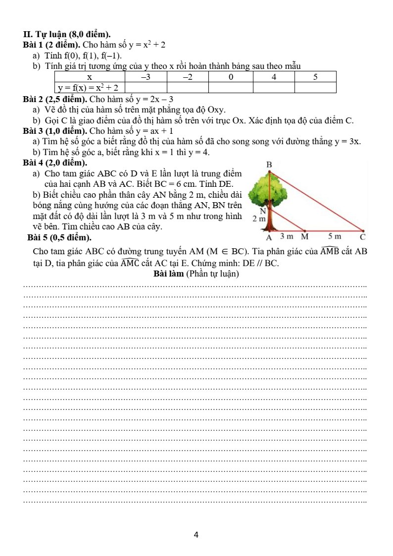 Đề thi Giữa kì 2 Toán 8 trường THCS Phước Bửu (TP HCM) năm 2025-2026