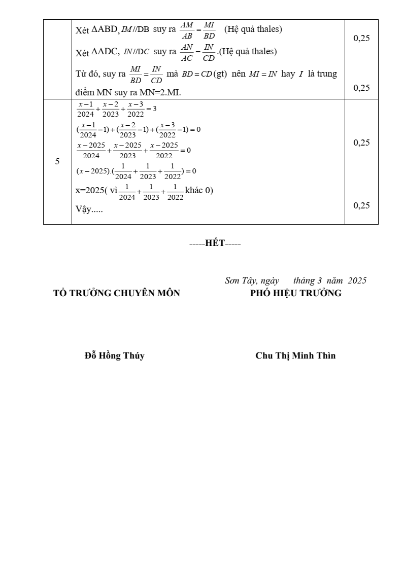 Đề thi Giữa kì 2 Toán 8 trường THCS Thanh Mỹ (Hà Nội) năm 2024-2025