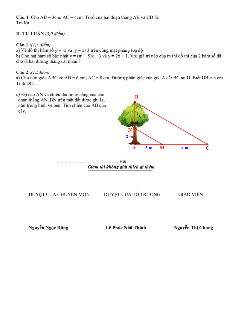 Đề thi Giữa kì 2 Toán 8 trường THCS&THPT Bác Ái (Ninh Thuận) năm 2024-2025