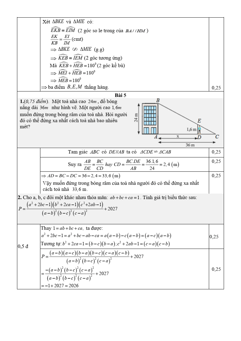 Đề thi Giữa kì 2 Toán 8 trường THCS Trần Bích San (Ninh Bình) năm 2025-2026