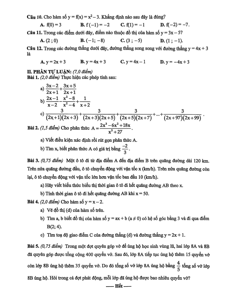 Đề thi Giữa kì 2 Toán 8 trường THCS Trưng Vương (Đà Nẵng) năm 2025-2026