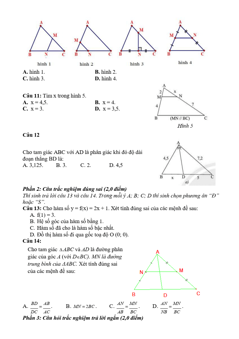 Đề thi Giữa kì 2 Toán 8 trường THCS Võ Trường Toản (Bà Rịa - Vũng Tàu) năm 2024-2025