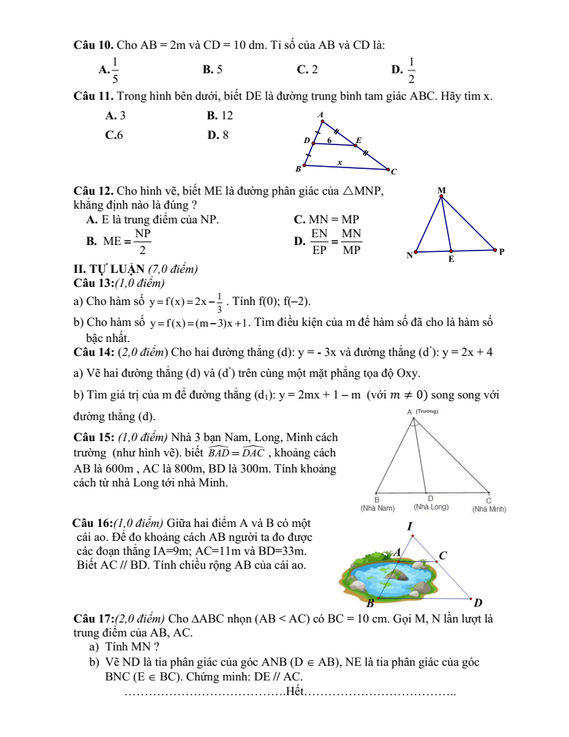 Đề thi Giữa kì 2 Toán 8 trường THCS Võ Trường Toản (TP HCM) năm 2025-2026