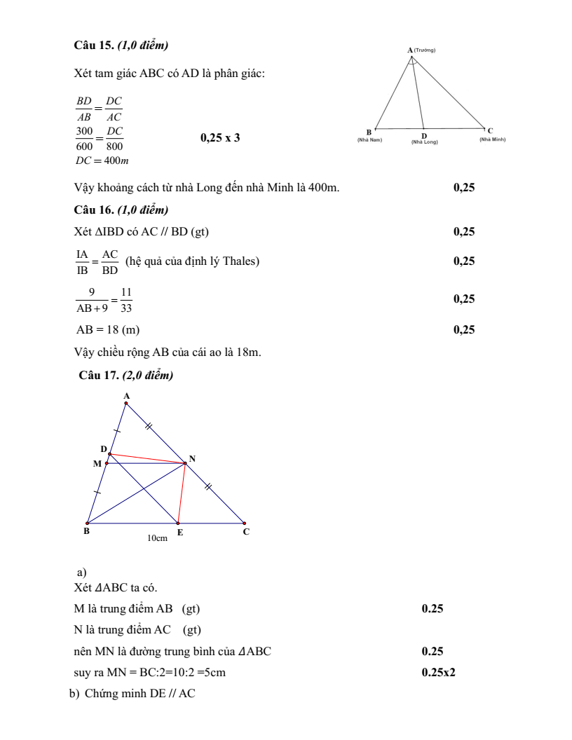 Đề thi Giữa kì 2 Toán 8 trường THCS Võ Trường Toản (TP HCM) năm 2025-2026