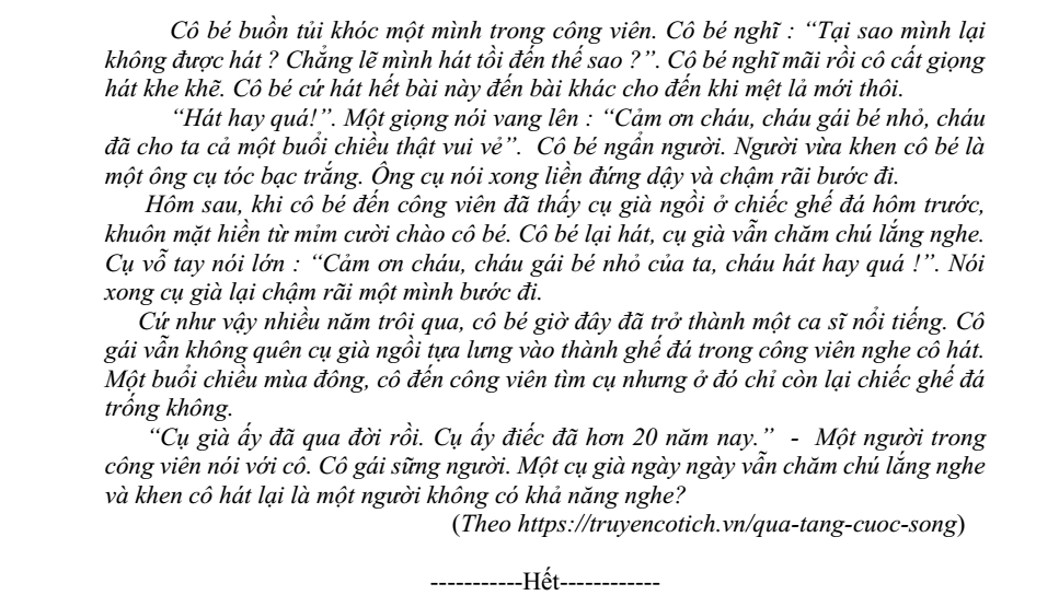 Đề thi Giữa kì 2 Văn 8 năm 2023-2024 trường THCS Cộng Hòa (Hà Nội)
