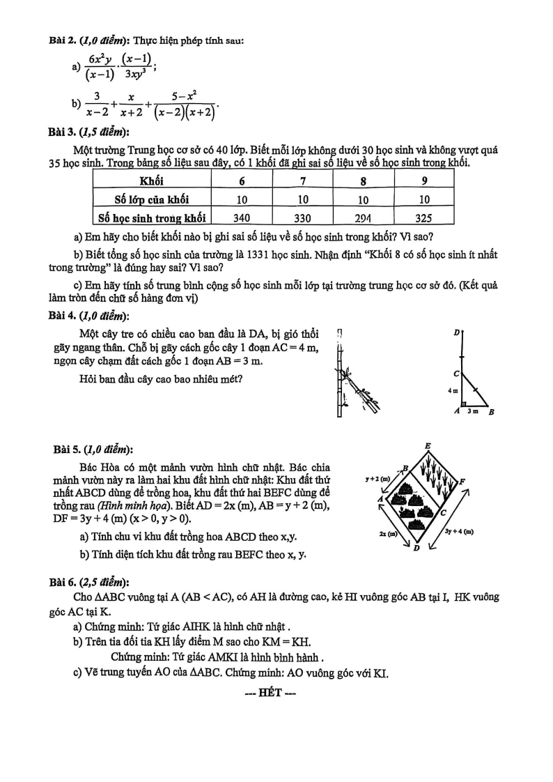 Đề thi Học kì 1 Toán 8 trường THCS Nguyễn Gia Thiều (Tp.HCM) năm 2025-2026
