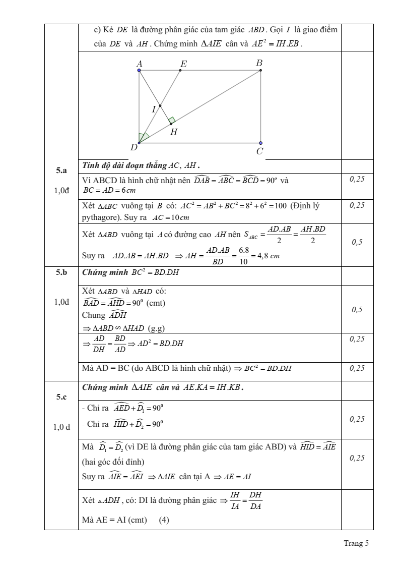 Đề thi Học kì 2 Toán 8 phòng GD&ĐT Trực Ninh (Nam Định) năm 2024-2025