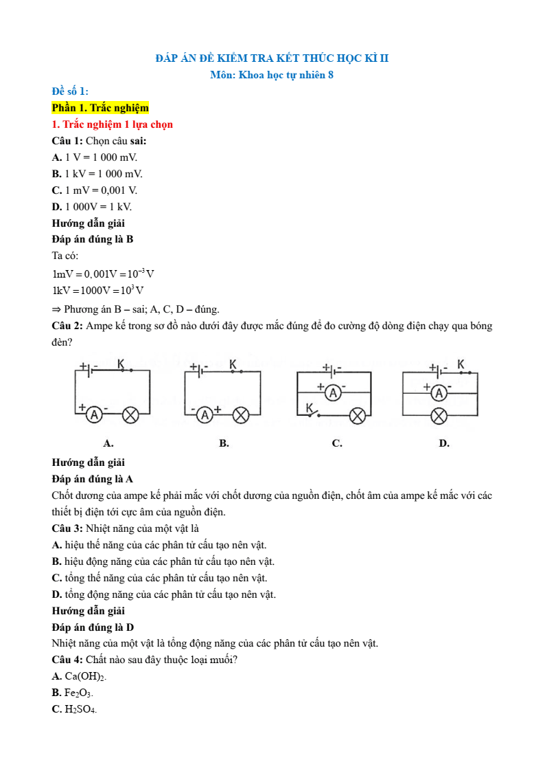 22+ Đề thi Học kì 2 Khoa học tự nhiên 8 Kết nối tri thức (cấu trúc mới, có đáp án)