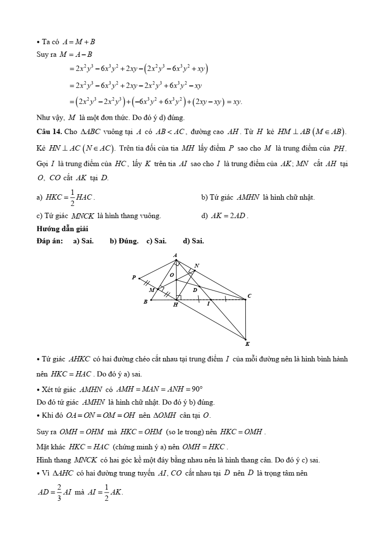 22 Đề thi Học kì 1 Toán 8 Chân trời sáng tạo (có đáp án, cấu trúc mới)