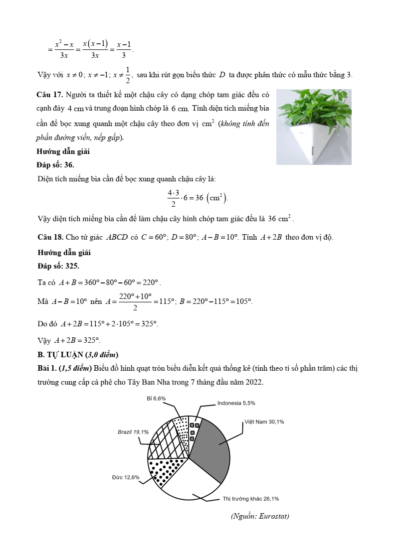 22 Đề thi Học kì 1 Toán 8 Chân trời sáng tạo (có đáp án, cấu trúc mới)