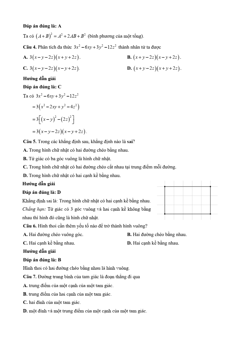 27 Đề thi Học kì 1 Toán 8 Kết nối tri thức (có đáp án, cấu trúc mới)
